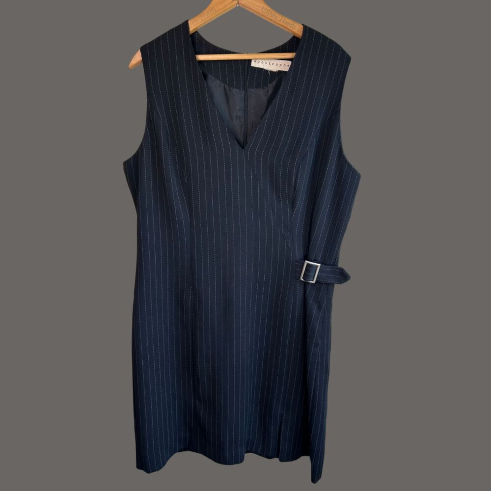 Classic Vintage Y2K Apostrophe Pin Stripe Side Buckle Dress